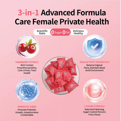Hot Sales Oem Women'S Probiotic Gummies Feminine Balance Ph Gummies for Healthy Odor with Cranberry Prebiotics Vegan 60 Counts