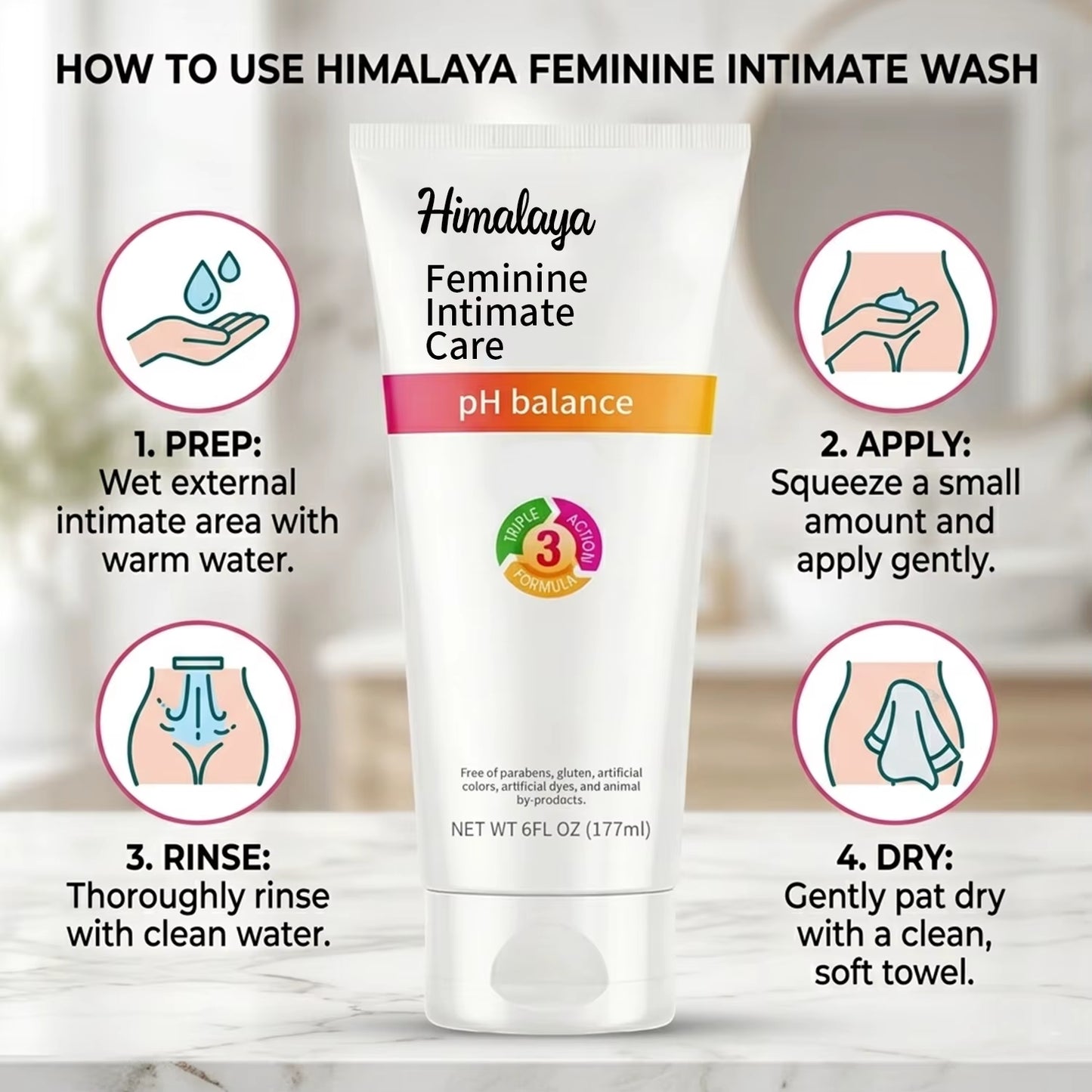 Ph Balanced Daily Feminine Wash with Tea Tree Oil & Prebiotics Gentle Intimate Care for Women